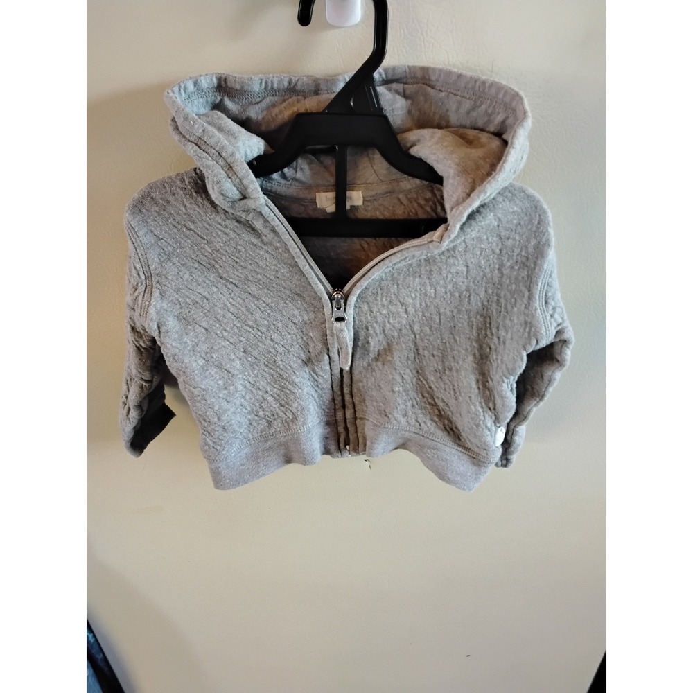 Burt's Bees Baby Quilted Zip Up Hoodie Organic Cotton Heather Gray‎ 12 Months